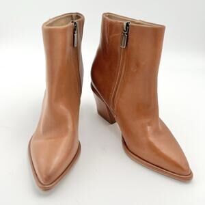 Blondo Emmalyn Waterproof 6M Brown Tan Leather Zip Ankle Boots Booties